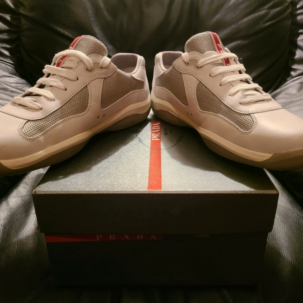 Authentic Prada Men's America's Cup Leather/Mesh Sneakers